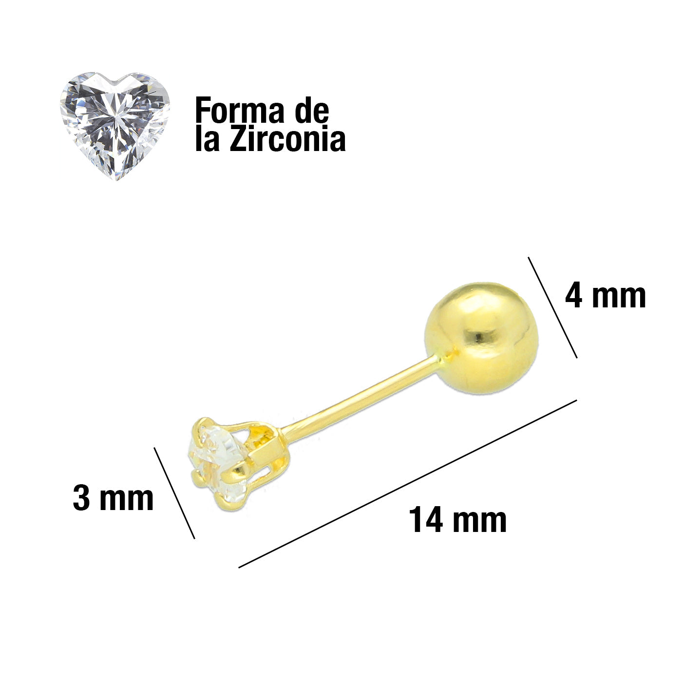 LPAUBR006 Aretes Broquel Oro 10K Bebé o Mujer Dormilona DV CORAZON 157 1831922670