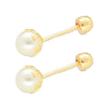 LPAUBR009 Aretes Broquel de Oro 10K Bebé o Mujer Perla Bflor 4142 1832037190
