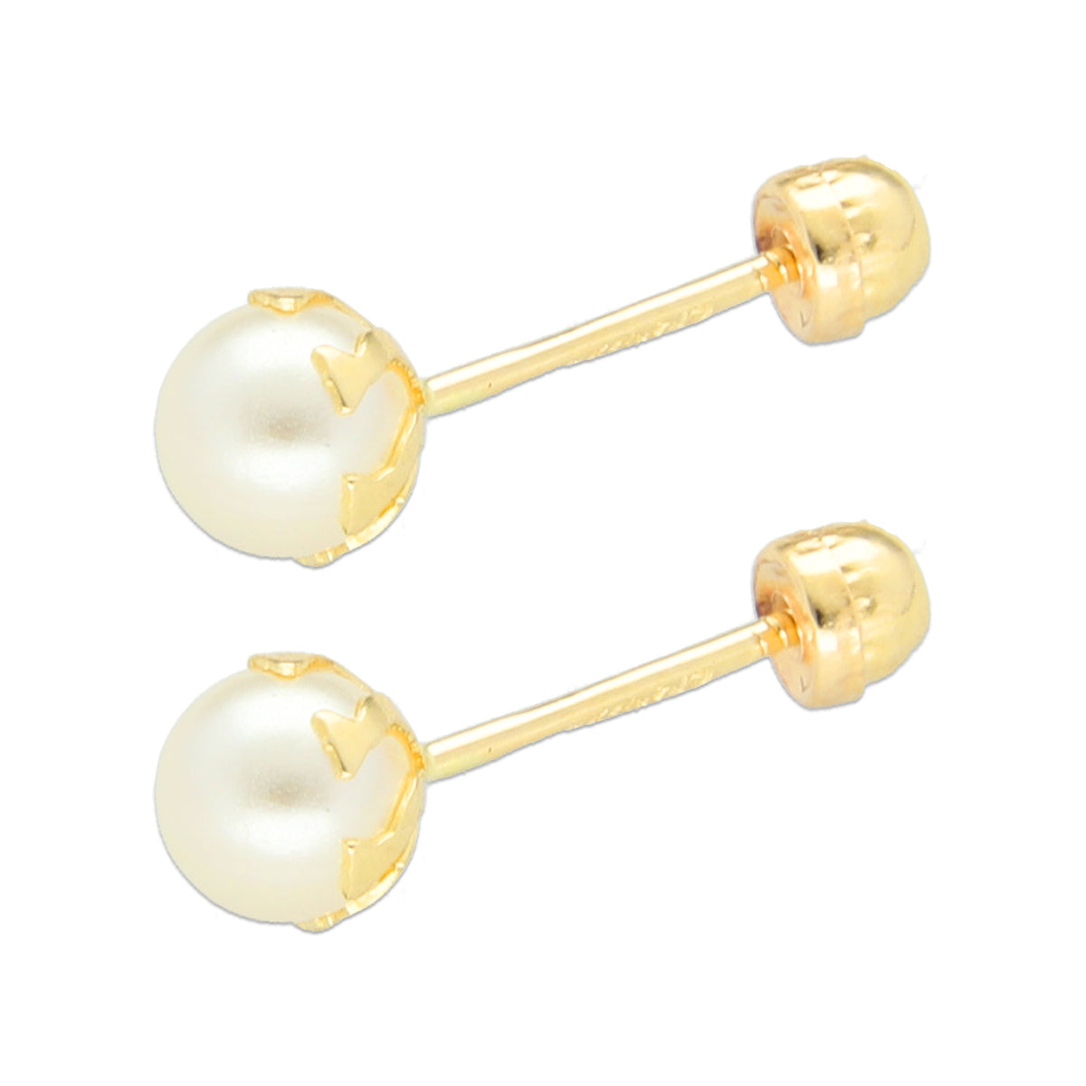 LPAUBR009 Aretes Broquel de Oro 10K Bebé o Mujer Perla Bflor 4142 1832037190