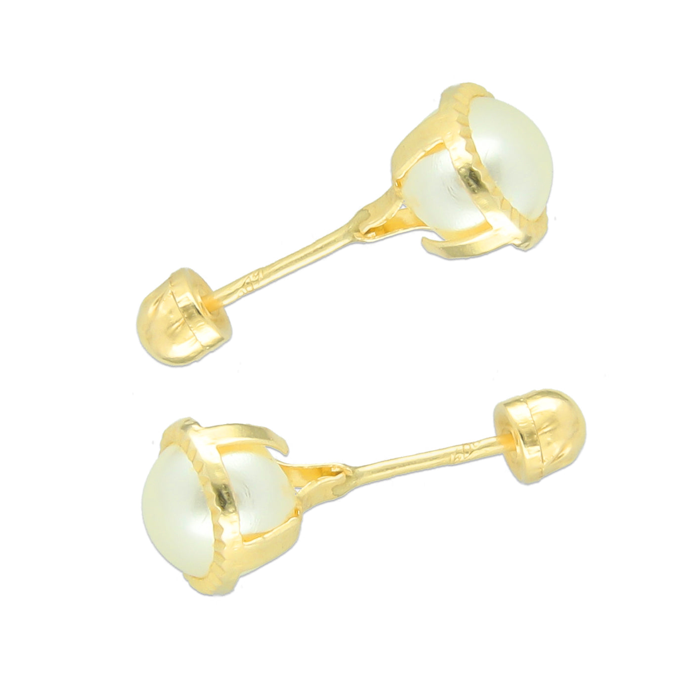 LPAUBR011 Aretes Broquel de Oro 10K Niña o Mujer Perla Bdiam 149a 1832091148