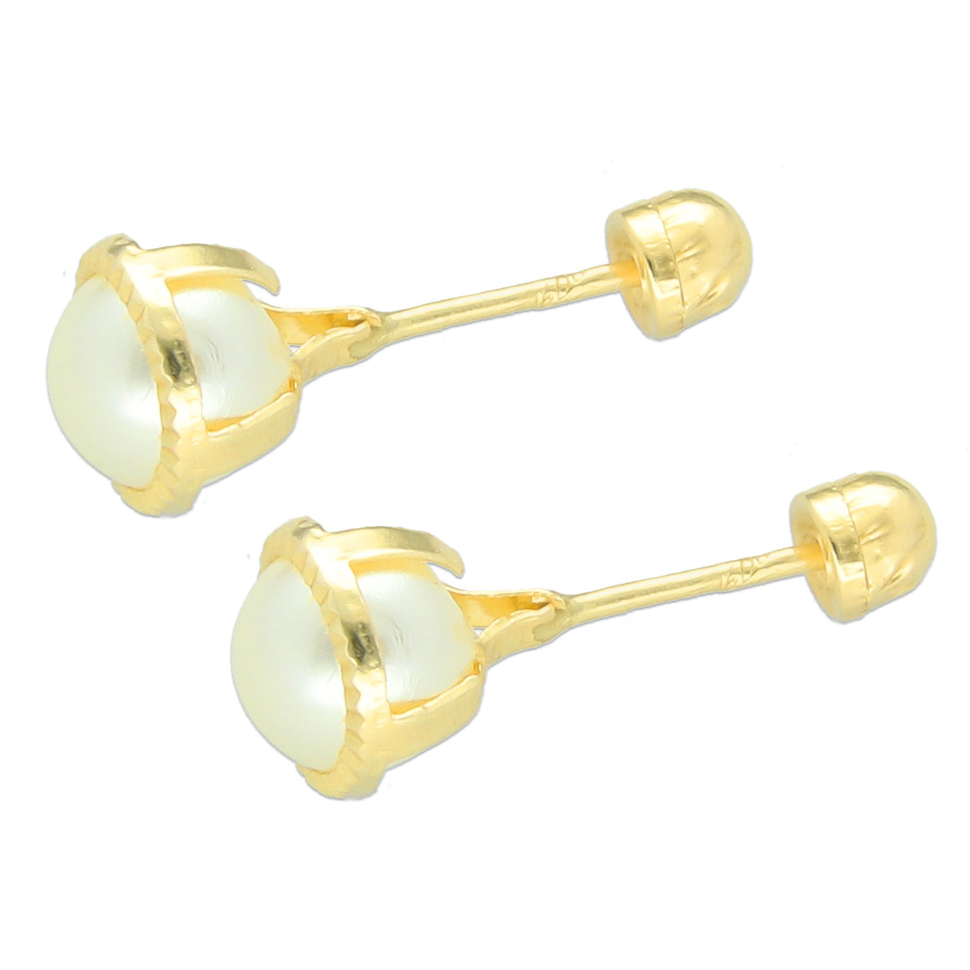 LPAUBR011 Aretes Broquel de Oro 10K Niña o Mujer Perla Bdiam 149a 1832091148