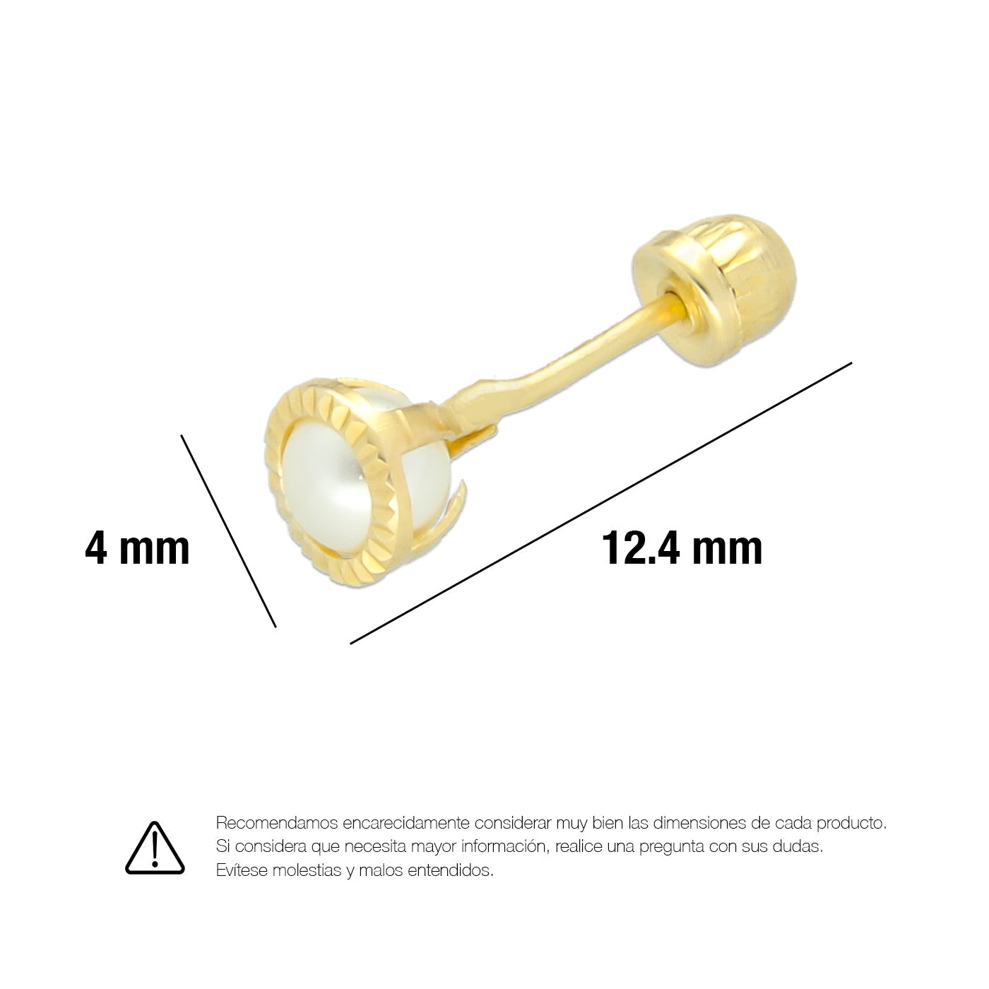 LPAUBR013 Aretes Broquel de Oro 10K Niña o Mujer Perla Bdiam ch 149e  1834322162