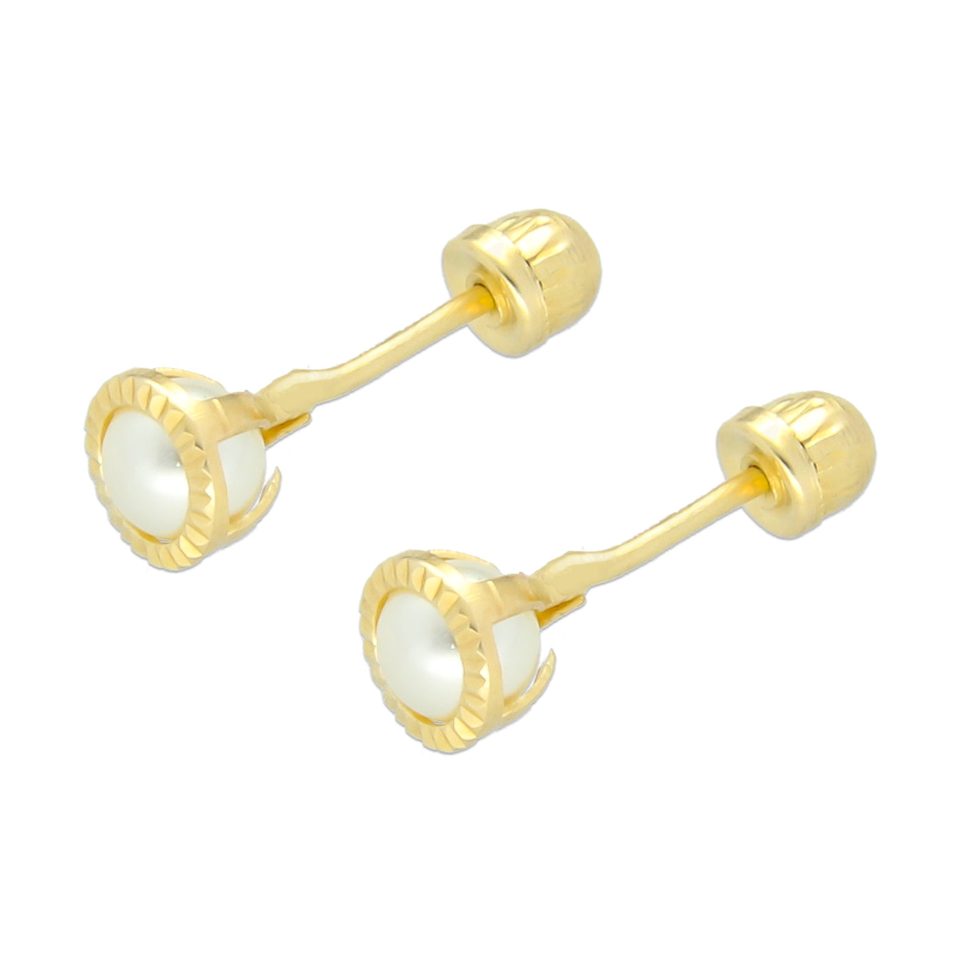 LPAUBR013 Aretes Broquel de Oro 10K Niña o Mujer Perla Bdiam ch 149e  1834322162