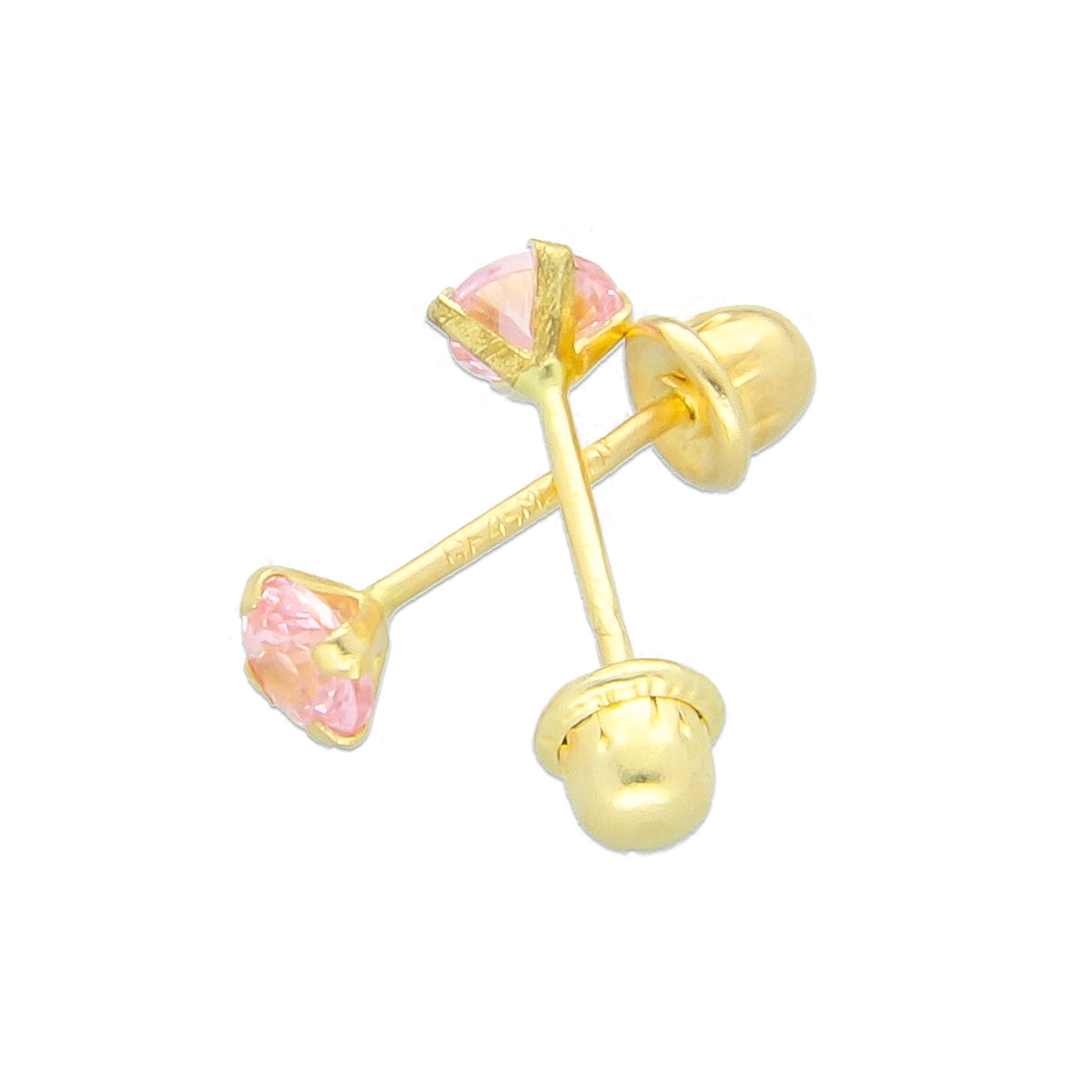 LPAUBR015 Aretes Broquel de Oro 10K Niñas o Mujer Zirc Kor 3mm 101r 1834390356