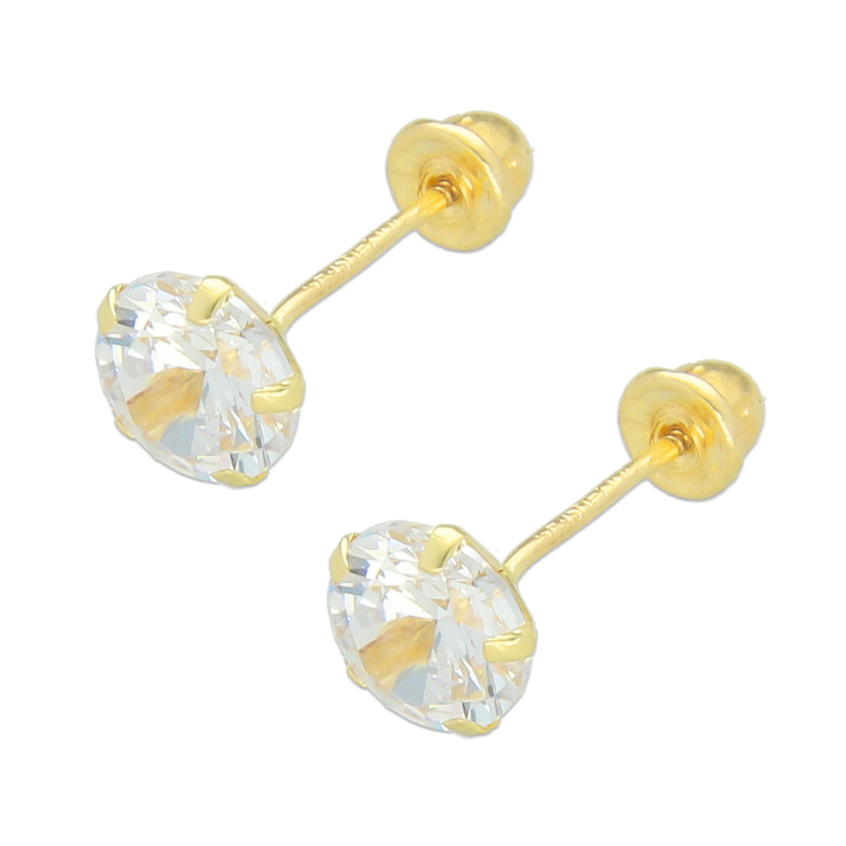 LPAUBR018 Aretes Broquel de Oro 10K Niñas o Mujer Zirc Kor 5mm 103b 1834426207