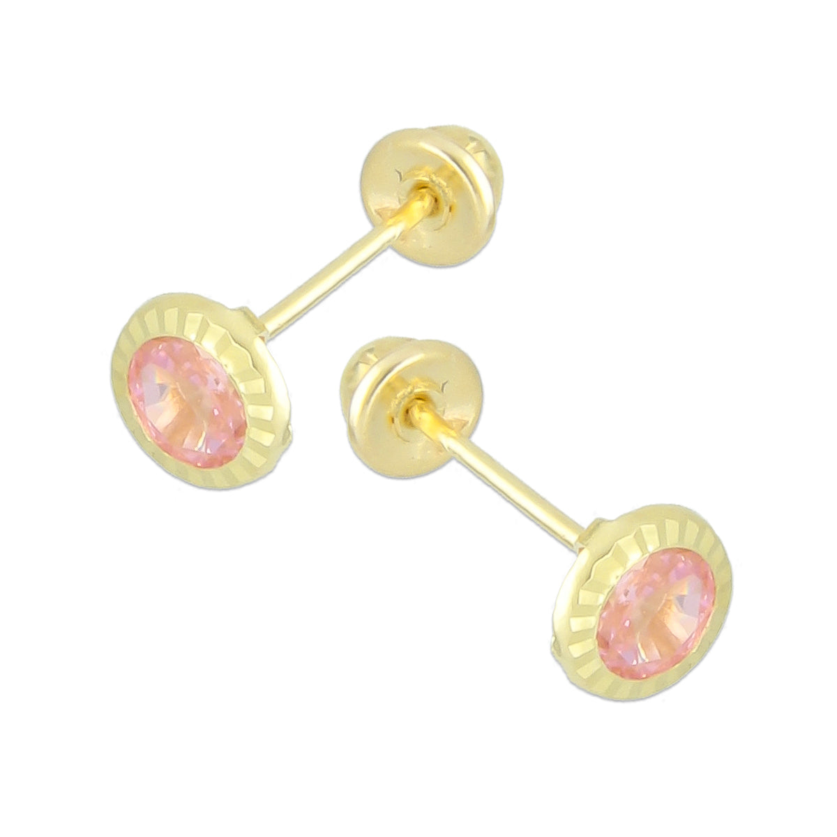 LPAUBR023 Aretes Broquel de Oro 10K Niñas o Mujer Bisel Diam 4 106br 1836787565