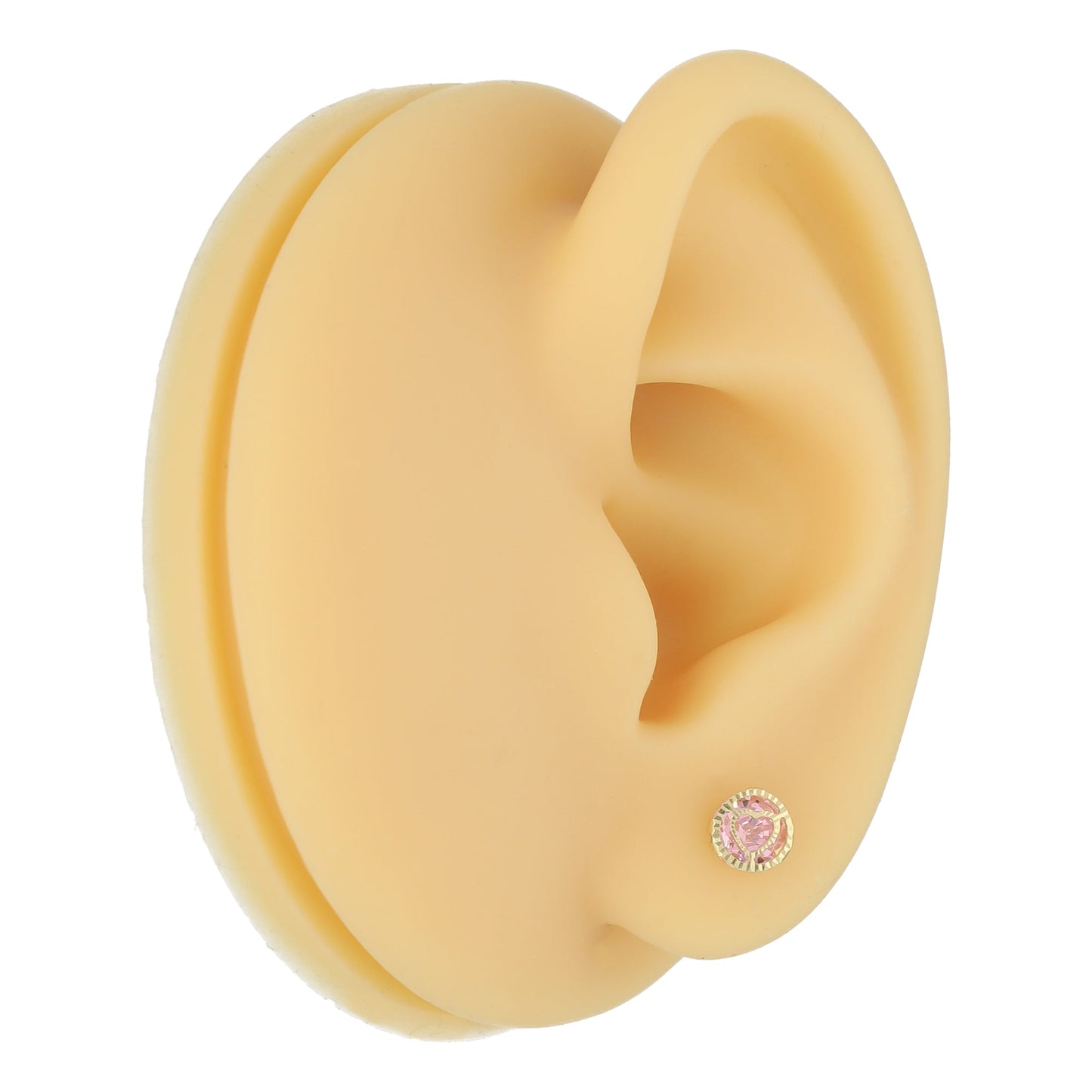 LPAUBR025  Aretes Broquel de Oro 10K Niñas o Mujer B Corazón 120 rosa  1836915776