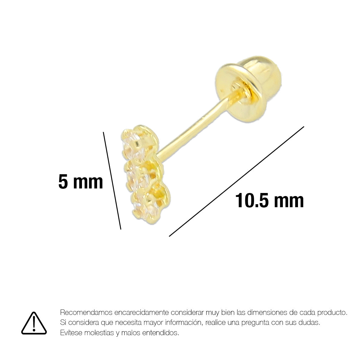 LPAUBR028 Aretes Broquel de Oro 10K Niñas o Mujer Semáforo 3P 366 1839873863