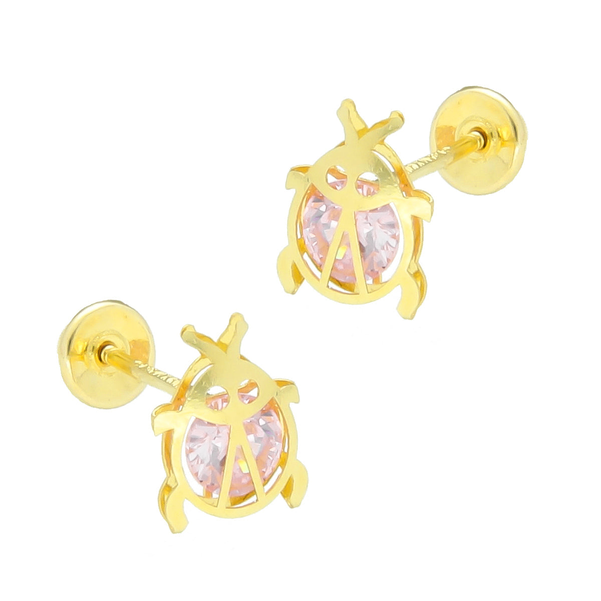 LPAUBR036 Aretes Broquel Oro 10K Niñas o Mujer Catarina 3D Mini 508A 1853006615