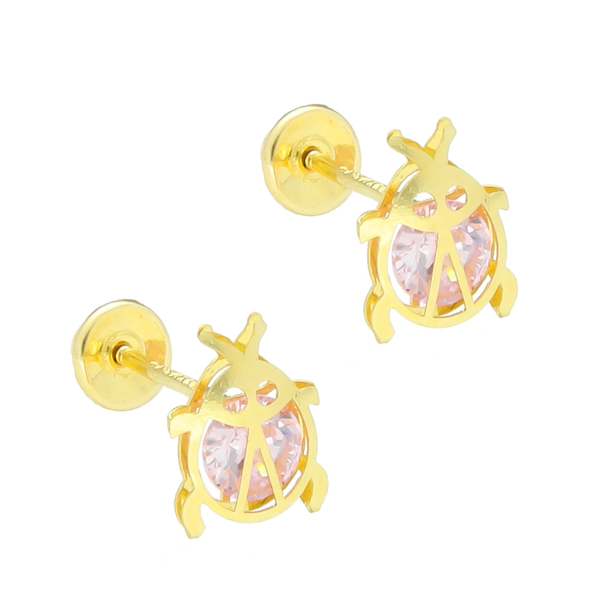 LPAUBR036 Aretes Broquel Oro 10K Niñas o Mujer Catarina 3D Mini 508A 1853006615