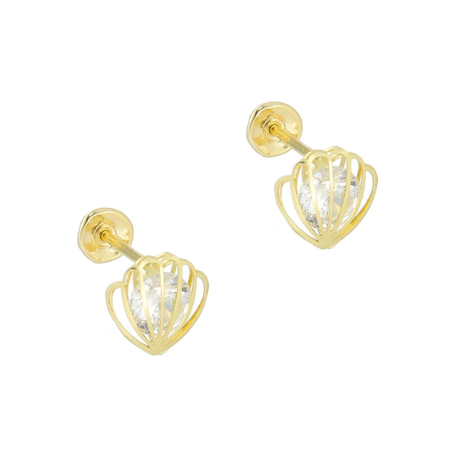 LPAUBR037 Aretes Broquel Oro 10K Niñas o Mujer Concha 3D Mini 509A 1854456856