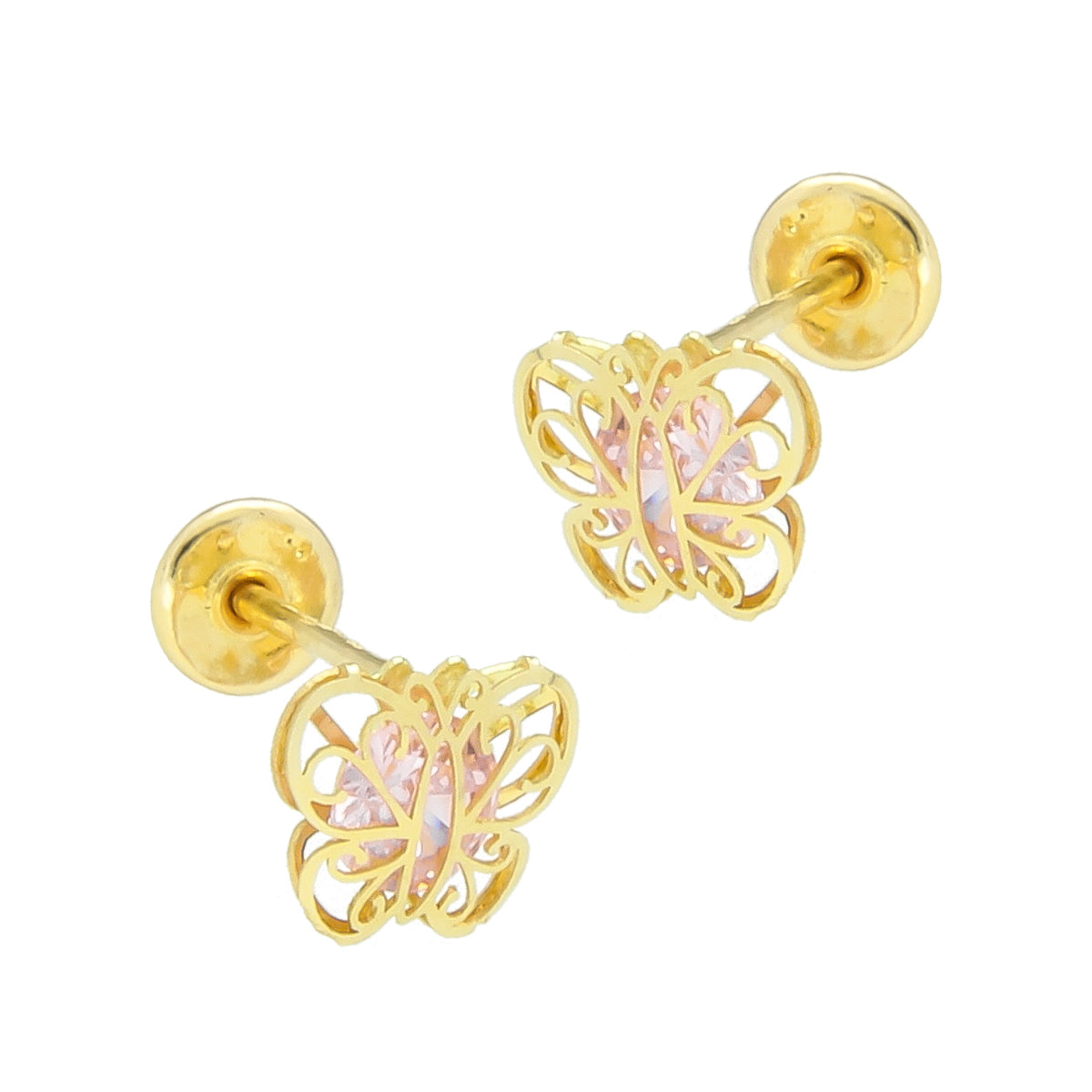 LPAUBR038 Aretes Broquel Oro 10K Niñas o Mujer Mariposa 3D Mini 512A 1853009081