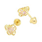 LPAUBR038 Aretes Broquel Oro 10K Niñas o Mujer Mariposa 3D Mini 512A 1853009081