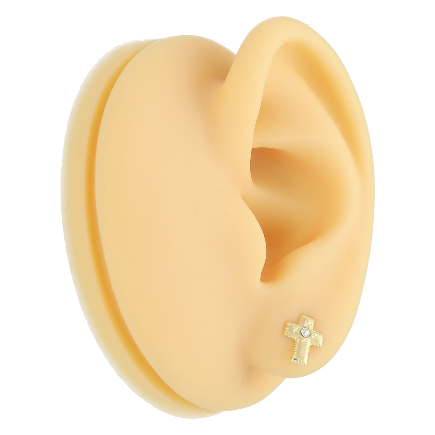 LPAUBR042 Aretes Broquel Oro 10K Niñas o Mujer Cruz Satin Ch 474b 1893611160