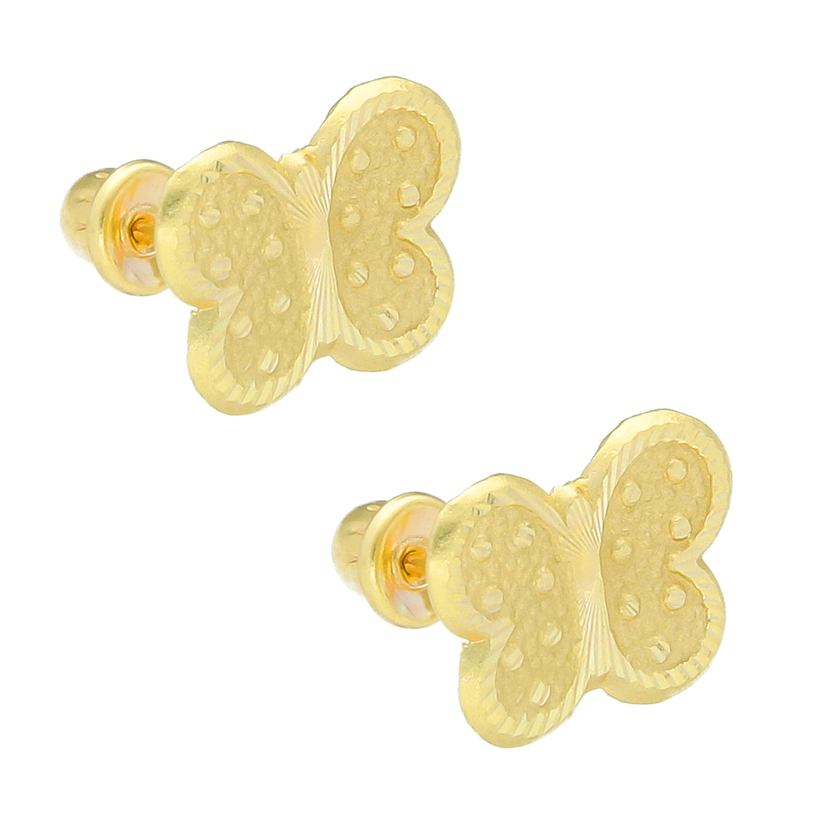 LPAUBR043 Aretes Broquel Oro 10K Niñas o Mujer Mariposa Satin Diam 480 1858414913