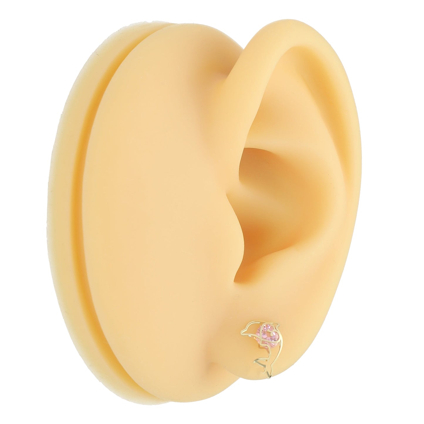 LPAUBR044 Aretes Broquel Oro 10K Niñas o Mujer Delfin 3D Med 513C 1858404507