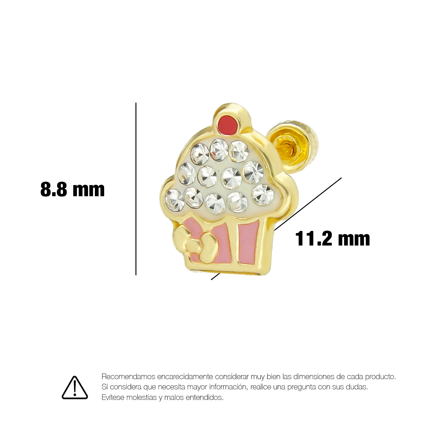 LPAUBR052 Aretes Broquel Oro 10K Niñas o Mujer Cupcake Esm 266 1861678811