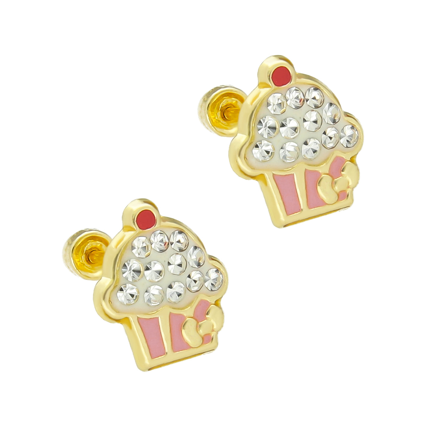 LPAUBR052 Aretes Broquel Oro 10K Niñas o Mujer Cupcake Esm 266 1861678811