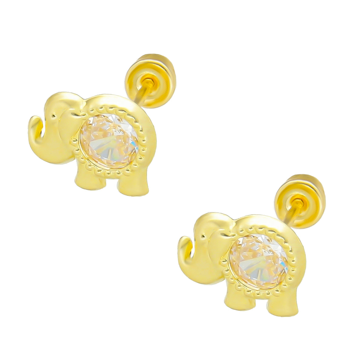 LPAUBR059 Aretes Broquel Oro 10K Niñas o Mujer Elefante Bolitas 650 1886130281