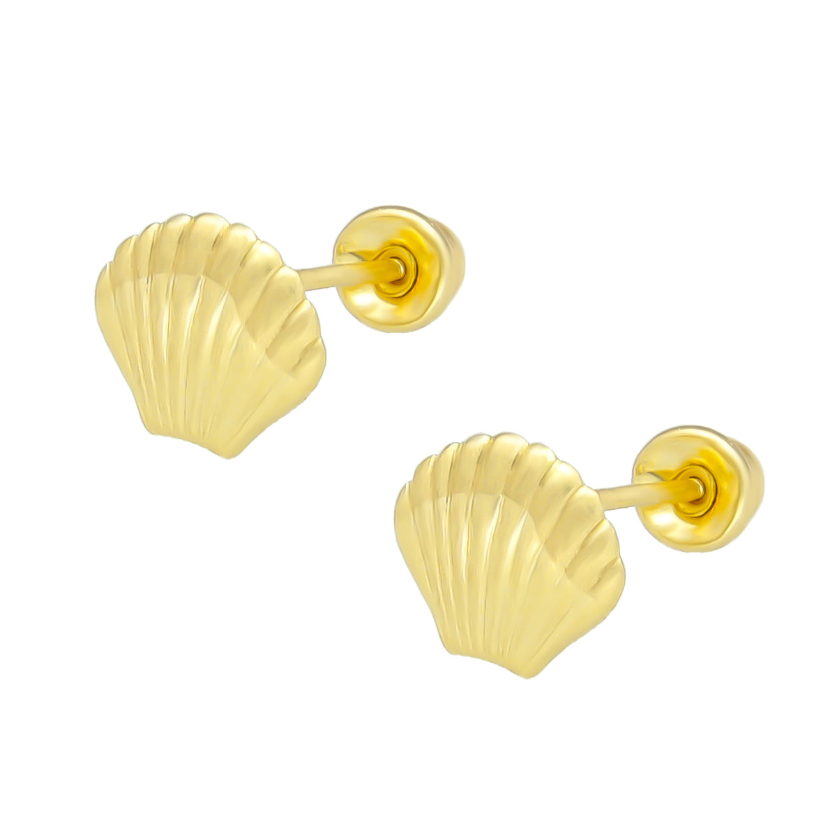 LPAUBR062 Aretes Broquel Oro 10K Niñas o Mujer Conchita Mar 323 1890555953