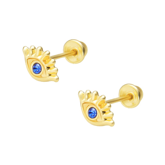 LPAUBR065 Aretes Broquel Oro 10K Niñas o Mujer Ojo Buena Suerte 609 2163406742