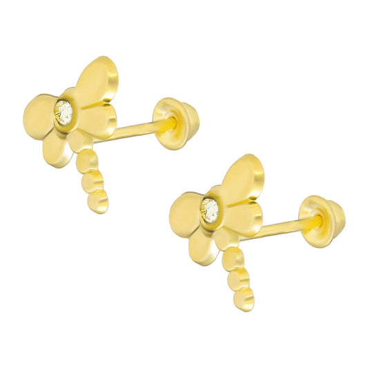 LPAUBR067 Aretes Broquel Oro 10K Niñas o Mujer Libelula 673 2167864624