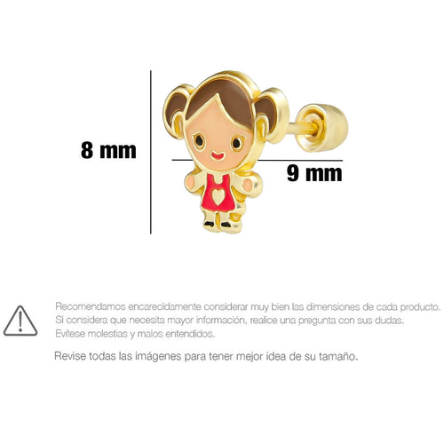 LPAUBR078 Aretes Broquel Oro 10K Niña o Mujer Niña Esmaltada 368 2279409078