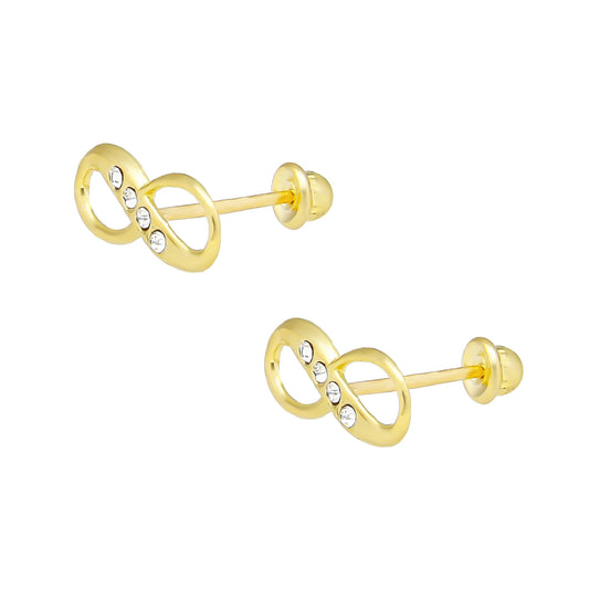 LPAUBR085 Aretes Broquel Oro 10K Niña o Mujer Infinito Jumbo PP 238 1908487131