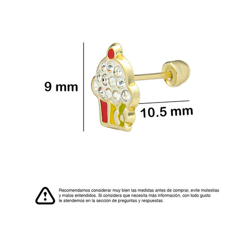 LPAUBR095 Aretes Broquel Oro 10K Niñas o Mujer Cupcake Esm 266 Multi 1914114787
