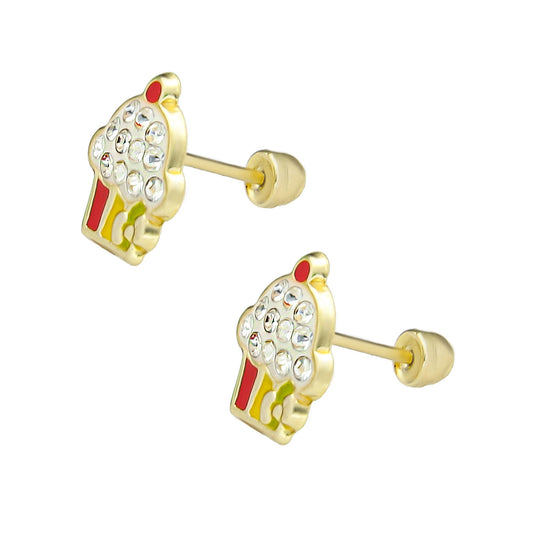 LPAUBR095 Aretes Broquel Oro 10K Niñas o Mujer Cupcake Esm 266 Multi 1914114787