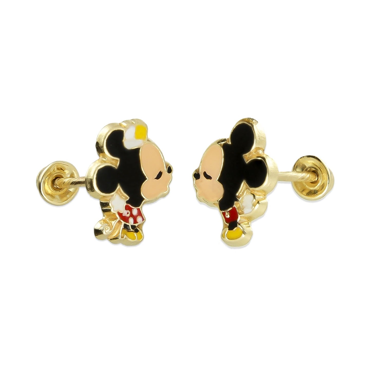 LPAUBR096 Aretes Broquel Oro Sólido 10K Ratoncitos Beso Broche Bolita  275 1989080987