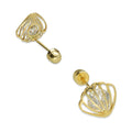 LPAUBR084 Aretes Broquel Oro 10K Niña o Mujer Concha 3D Chica 509-B 1908449733