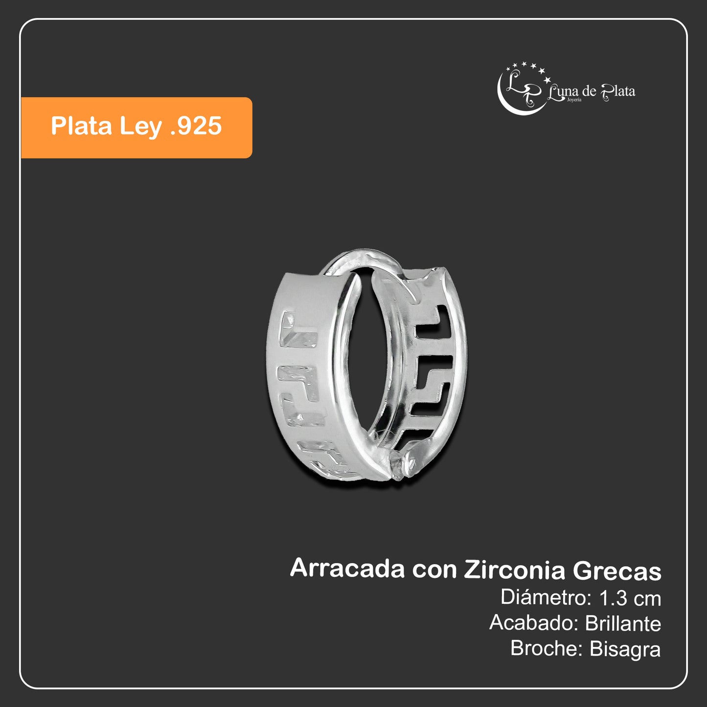 LPAZ021 Arracada con Zirconia Grecas en Plata .925 Taxco 2113031261