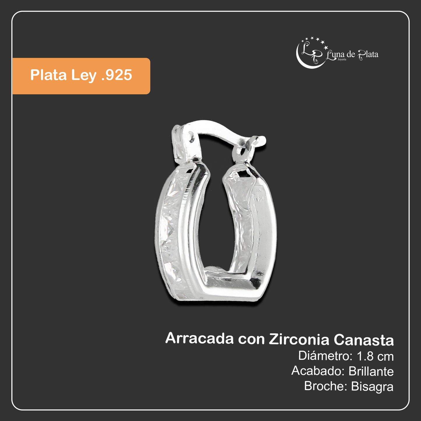 LPAZ031 Arracada con Zirconia Canasta en Plata .925 Taxco 3297946186