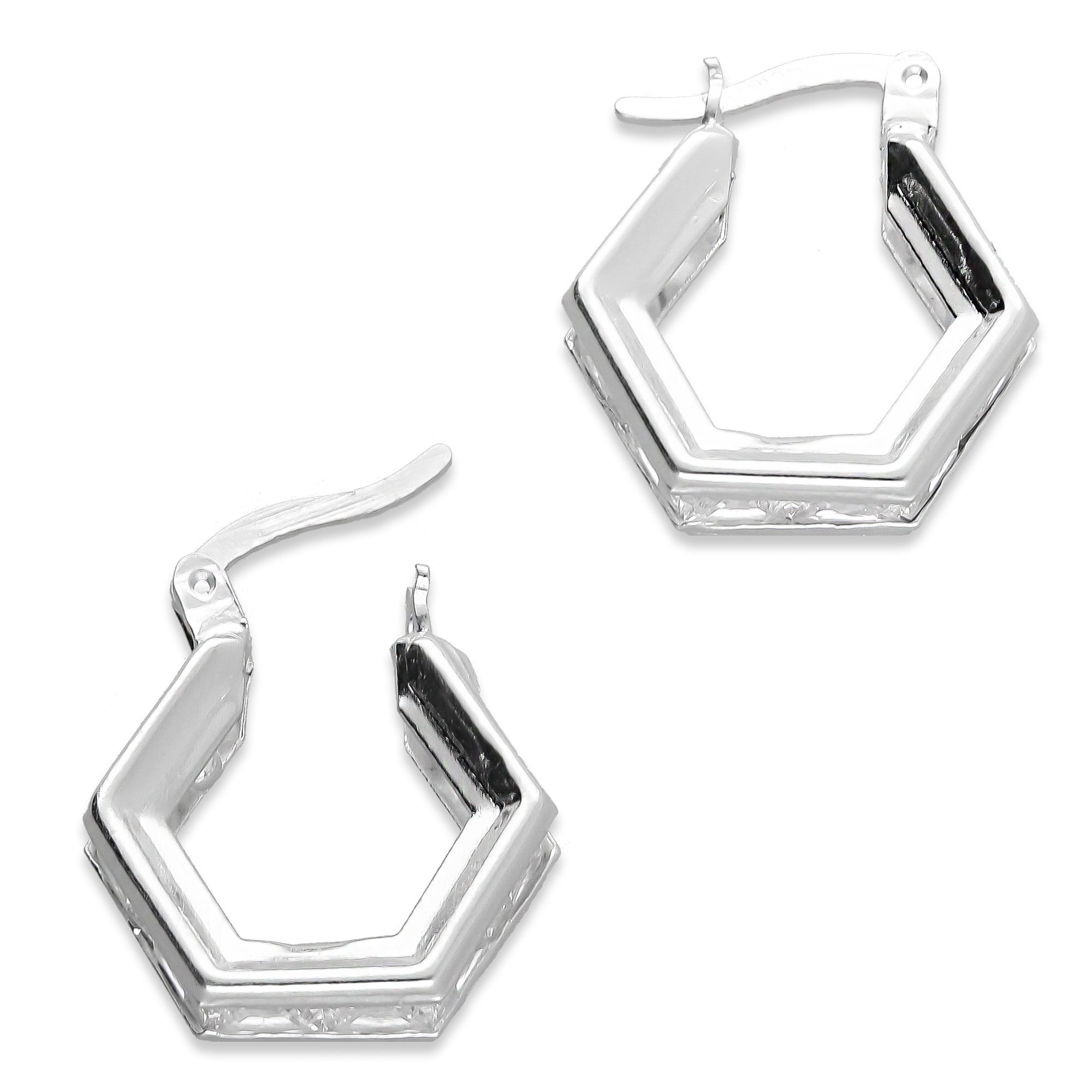LPAZ032 Arracada con Zirconia Hexágono en Plata .925 Taxco 3297972664