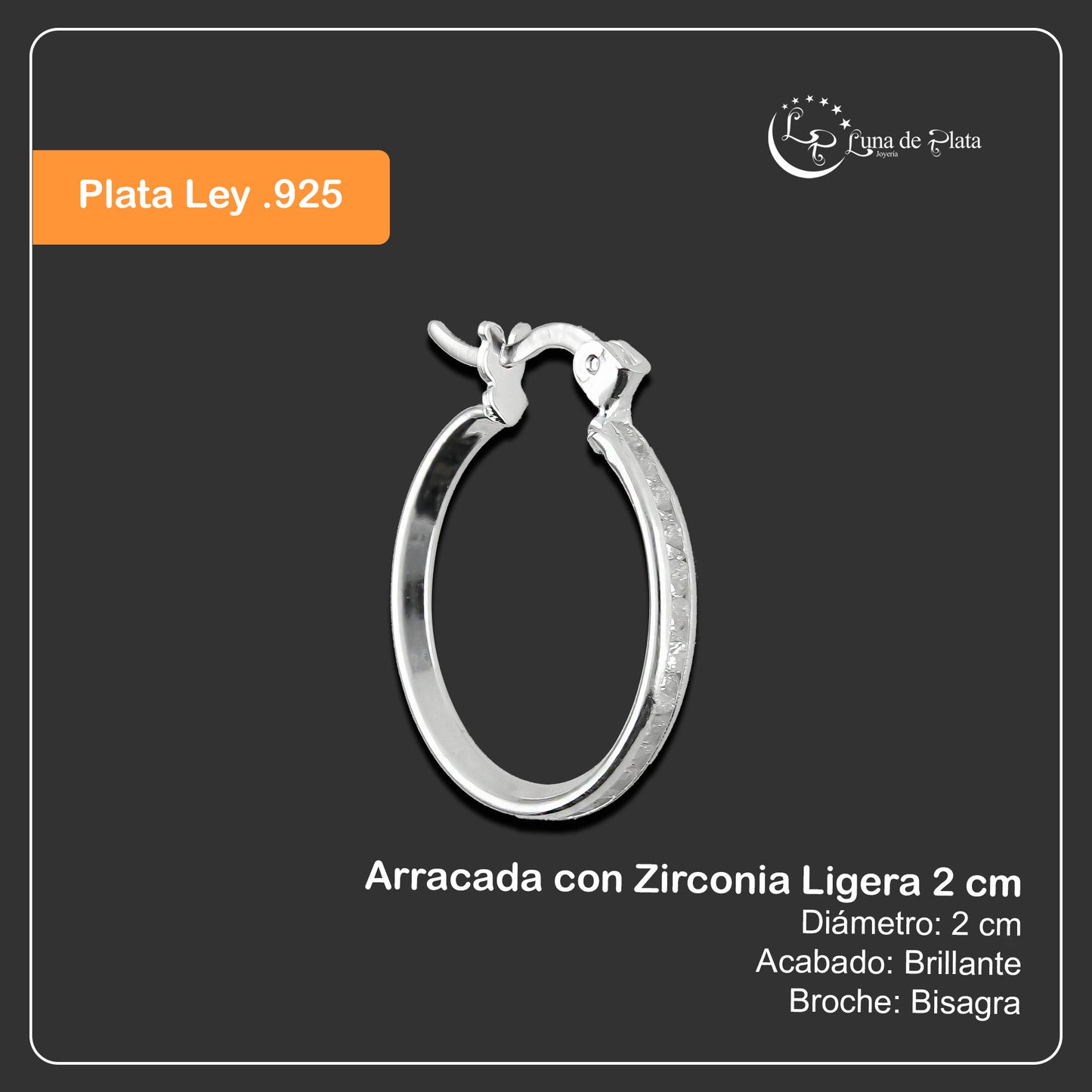 LPAZ034 Arracada con Zirconia Ligera 2 cm cm en Plata .925 Taxco 2116431073