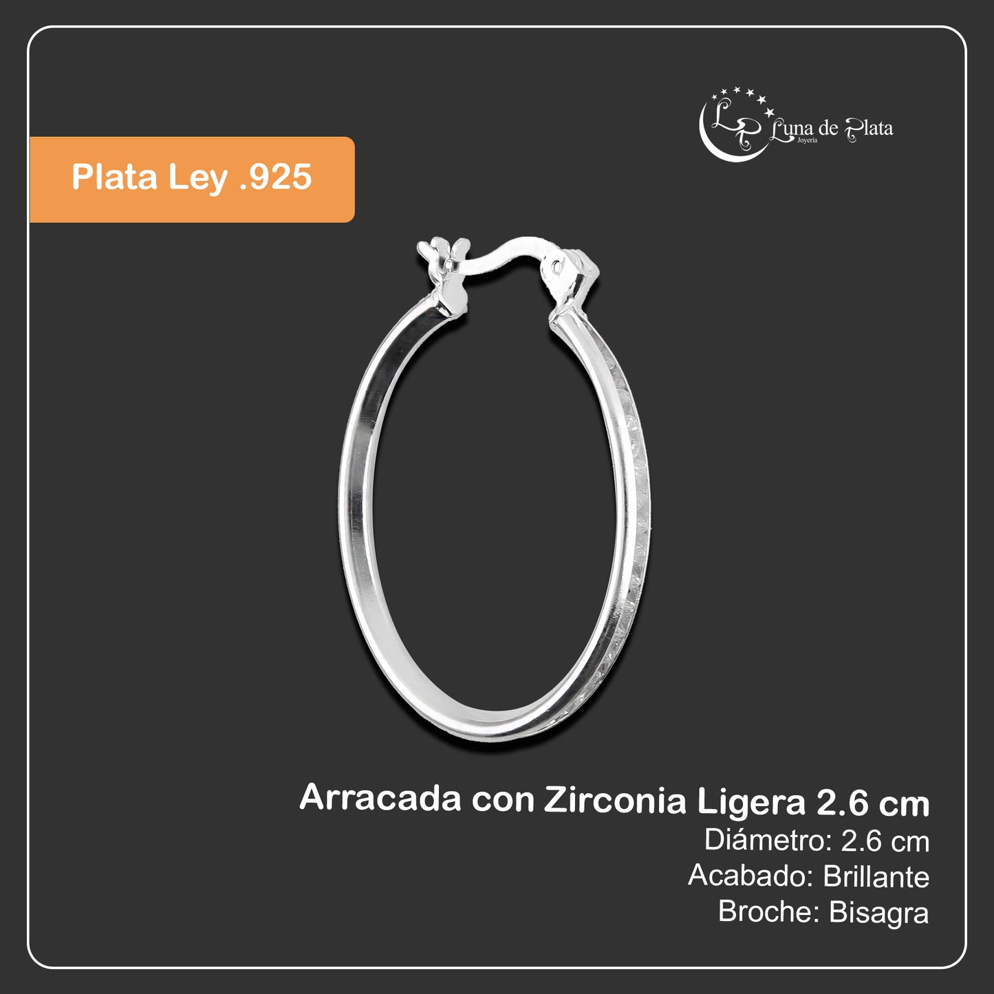 LPAZ036 Arracada con Zirconia Ligera 2.6 cm en Plata .925 Taxco 2116372585