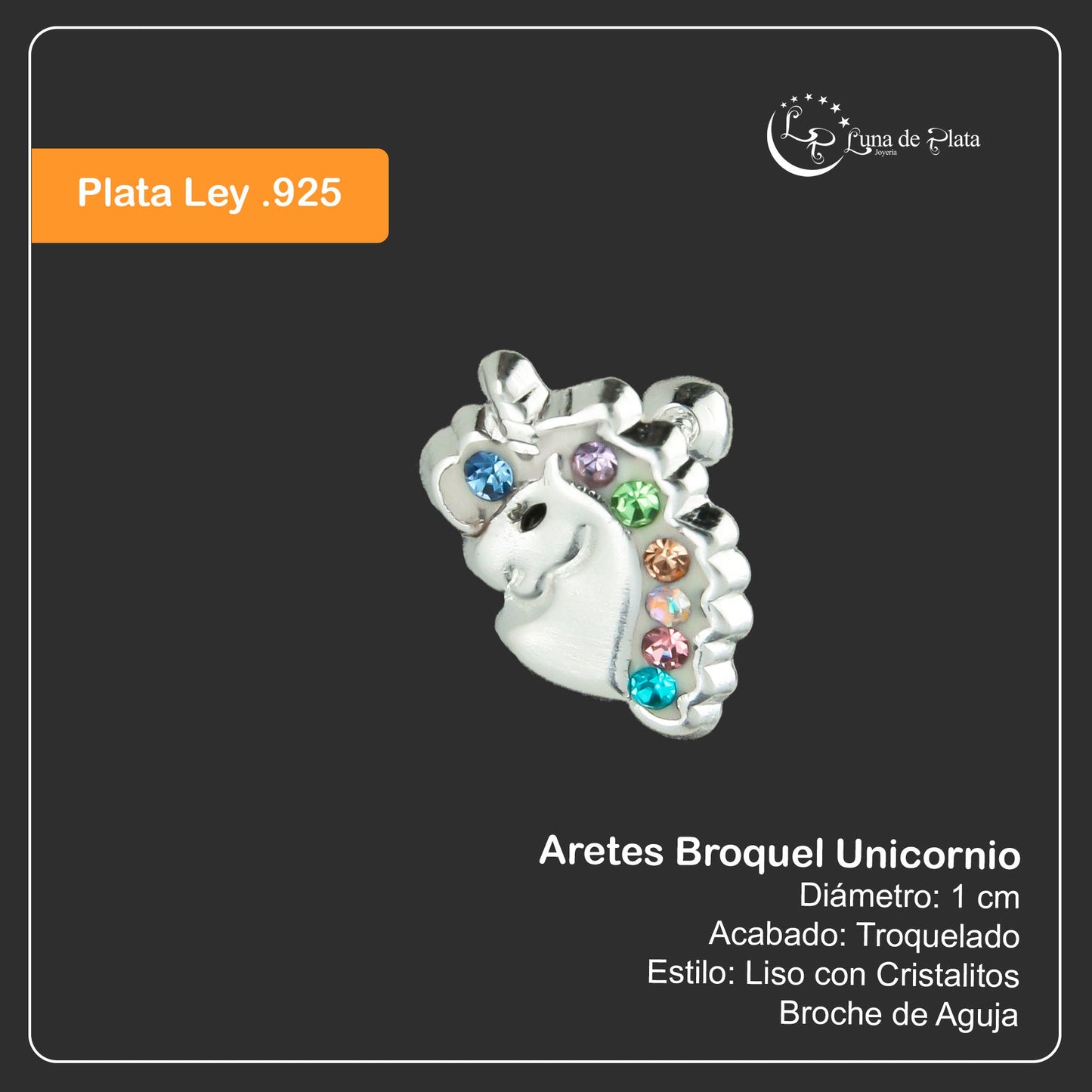 LPBR010 Aretes Broquel D Plata Mod Unicornio Plata .925 Taxco Gro. MLM703438668