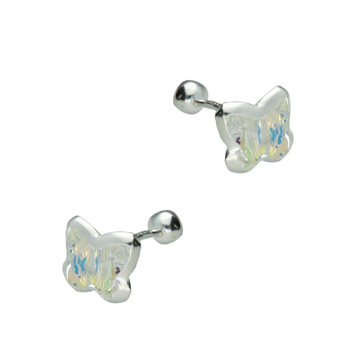 LPBR014 Aretes Broquel Mariposa Cristal 3d En Plata .925 Taxco MLM827323823