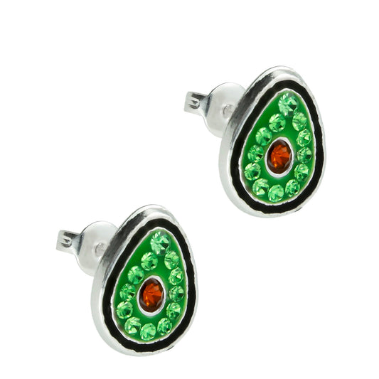 LPBR019 Aretes Broquel Plata Mod Aguacate Cristalit Plata .925 Taxco MLM868544208