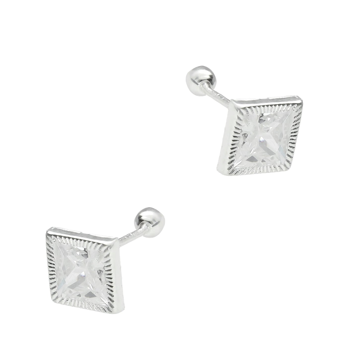 LPBR024 Aretes Broquel Plata Mod Cuadrado Bisel 6mm Plata .925 Taxco MLM868562842