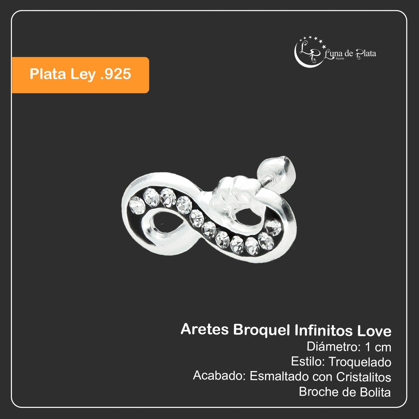 LPBR037 Aretes Broquel Plata Mod Infinitos Love Plata .925 Taxco MLM764969975