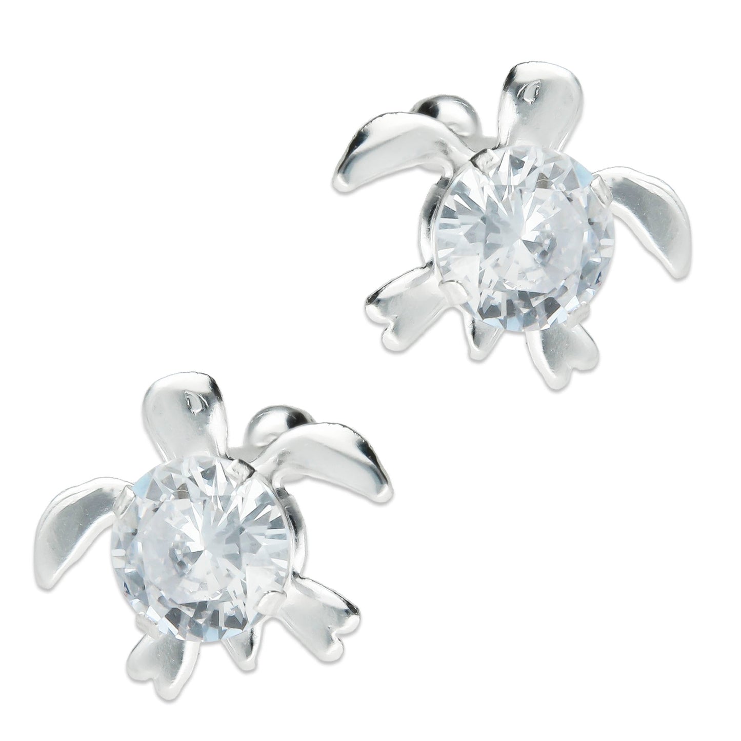 LPBR052 Aretes Broquel Plata Mod Tortugas Zirconia Plata .925 Taxco MLM764964233