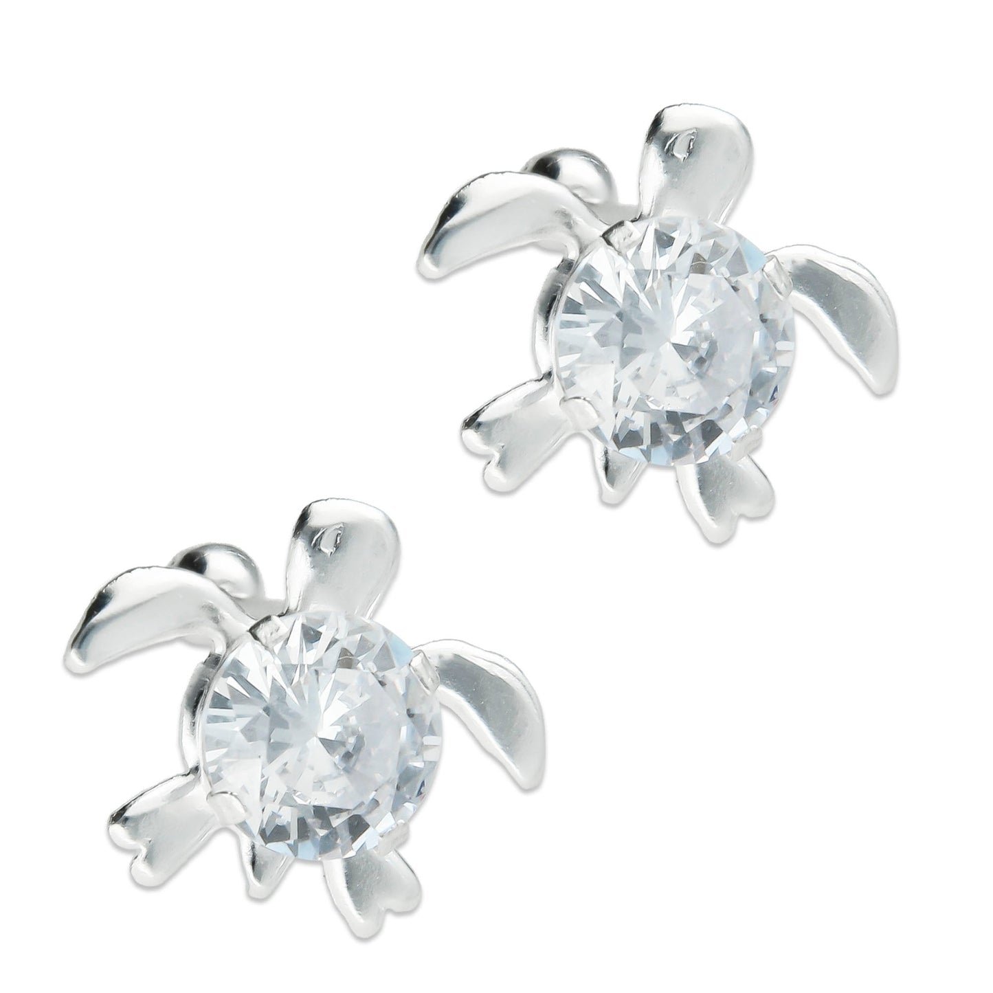 LPBR052 Aretes Broquel Plata Mod Tortugas Zirconia Plata .925 Taxco MLM764964233