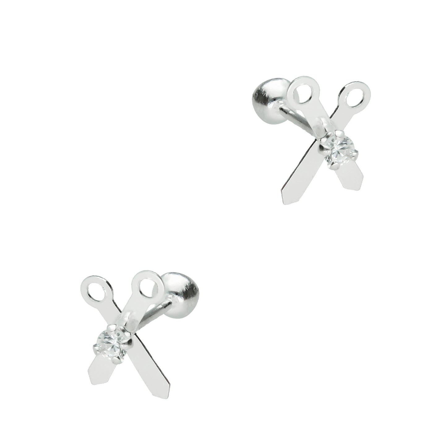 LPBR057 Aretes Broquel Tijeras En Plata .925 Taxco MLM827313924