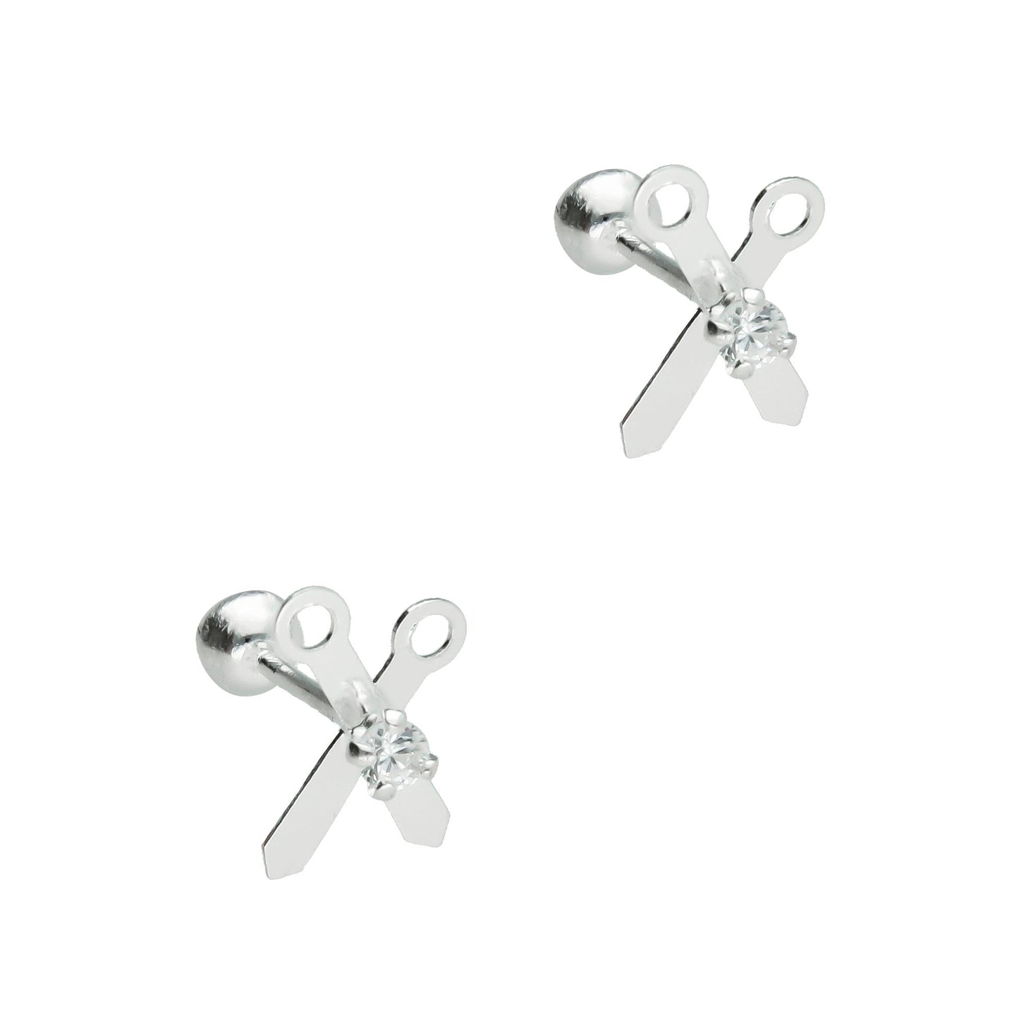 LPBR057 Aretes Broquel Tijeras En Plata .925 Taxco MLM827313924