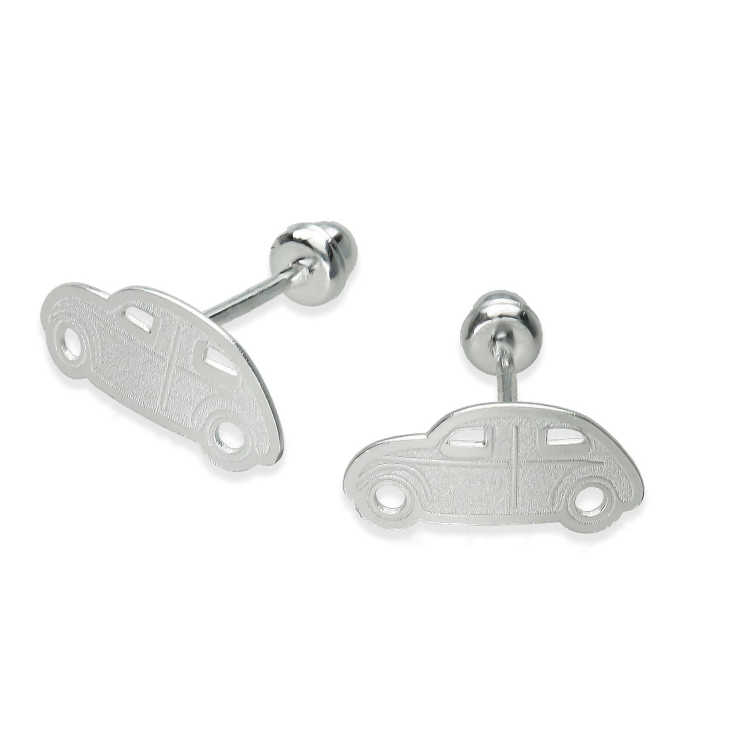 LPBR059 Aretes Broquel Plata Mod Vochitos Plata .925 Taxco 7649724776