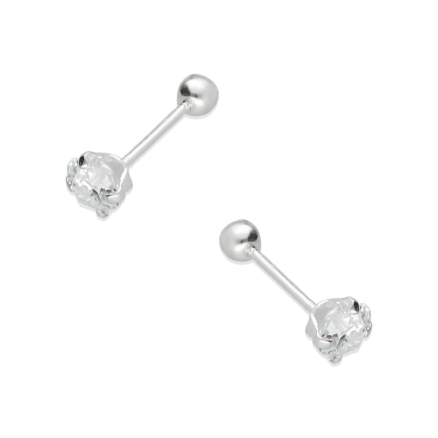 LPBR073 Aretes Borquel Zirconia Corazon 4 mm Bolita Plata .925 Taxco Gro 1995429189