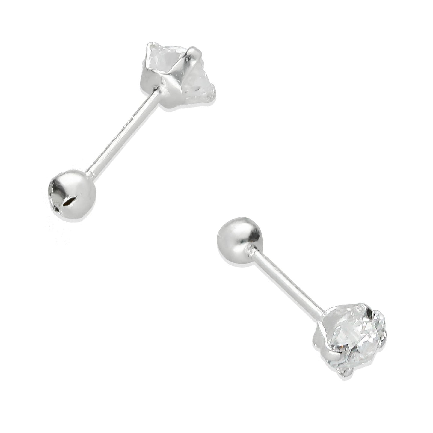 LPBR074 Aretes Broquel Zirconia Corazon 5 mm Bolita Plata .925 Taxco Gro. 2765541772