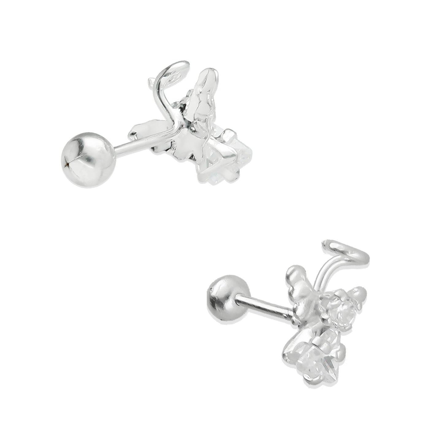 LPBR077 Aretes Broquel Angelito Zirconia Plata .925 Taxco Gro. 2765925140